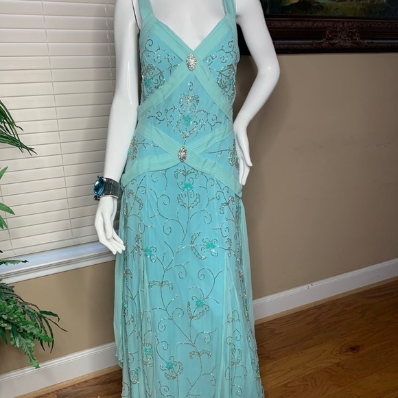 Aqua blue Cocktail Dress New Size Petite Large - Picture 2 of 10